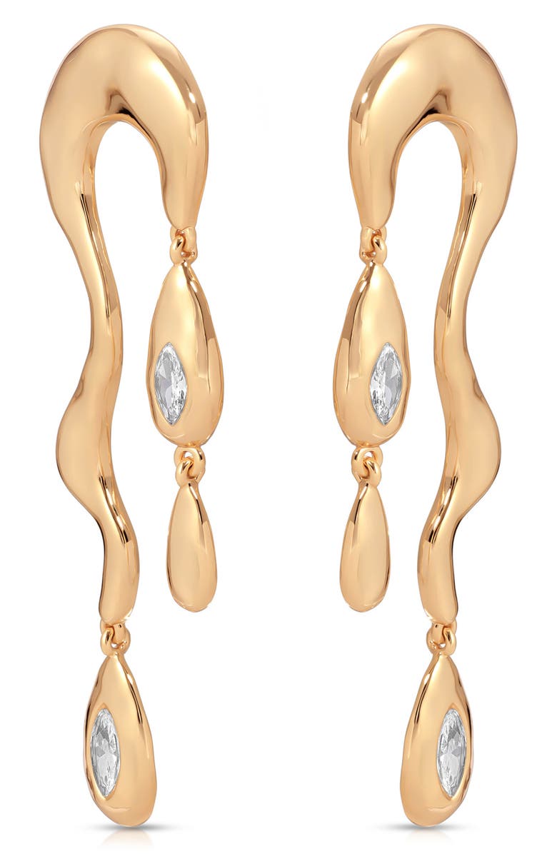 Ettika Melting Metal Drop Earrings, Alternate, color, Gold