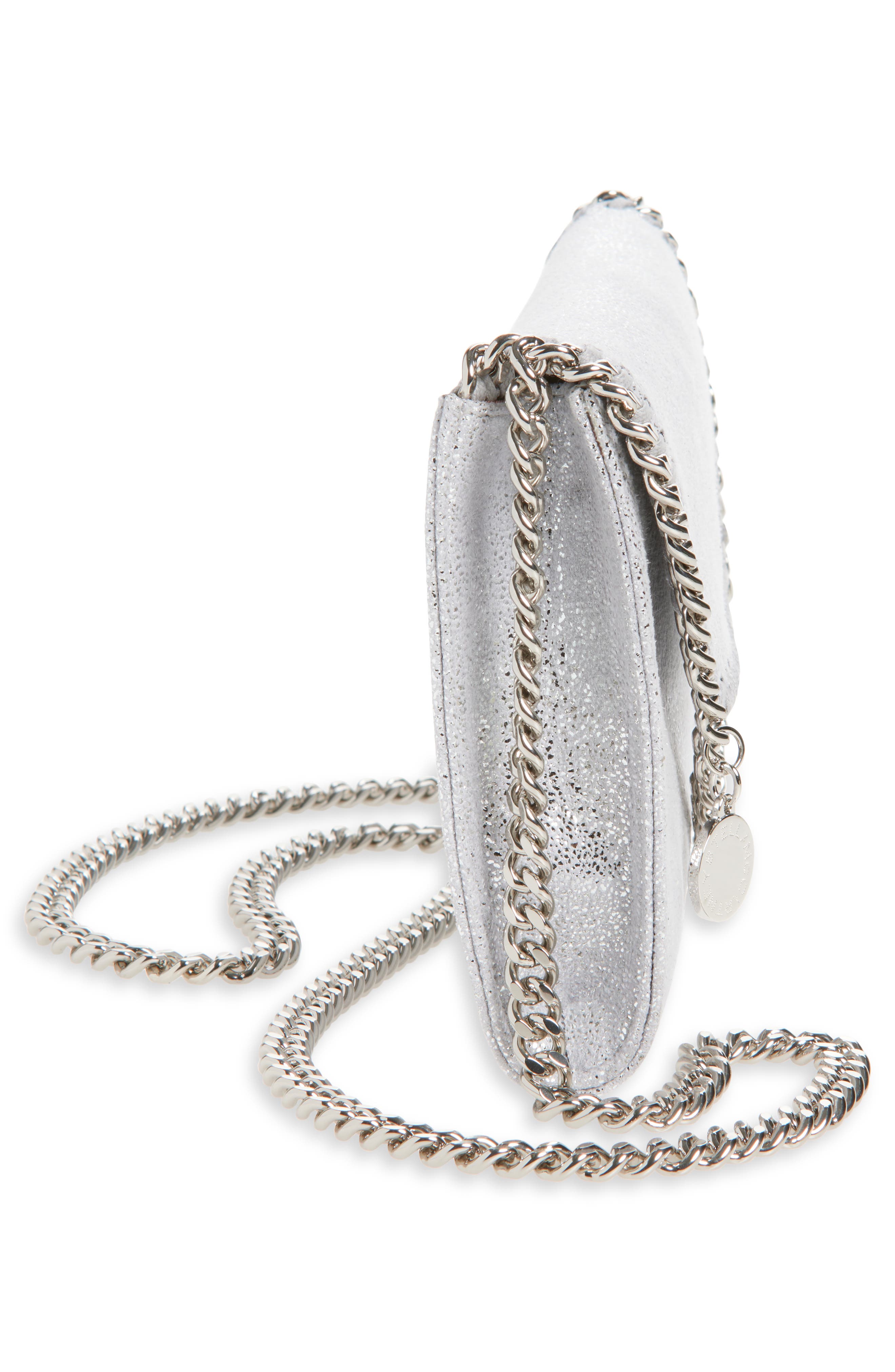 Stella McCartney Mini Falabella Metallic Crossbody Bag, Alternate, color, 