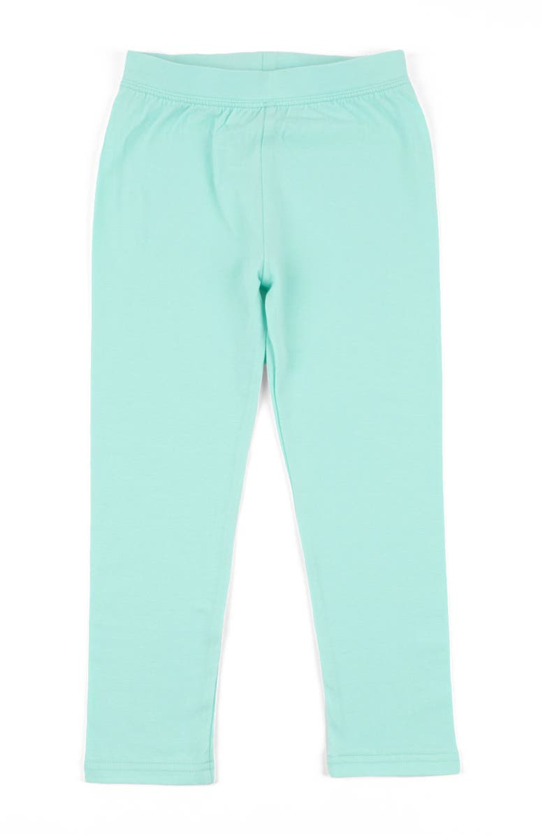 Leveret Girls Cotton Leggings, Solid Colors, Alternate, color, Aqua