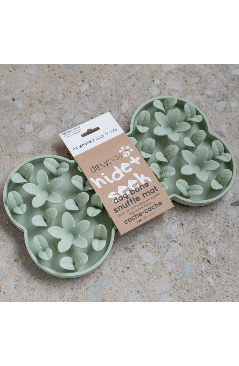 Dexypaws Enrichment Snuffle Mat Sage Green Bone Textured Dog Feeding Pad, Alternate, color, Green