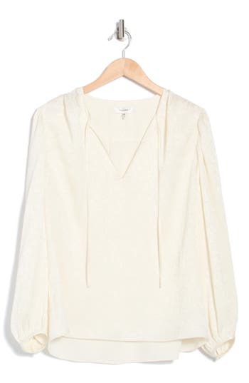 Frame Denim Cinched Sleeve Silk Blouse In Cream
