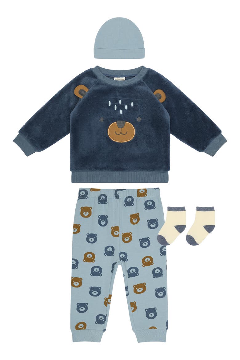Bear 4-Piece Fleece Set, Main, color, BEAR
