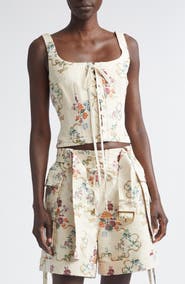McQueen Distressed Floral Corset Top