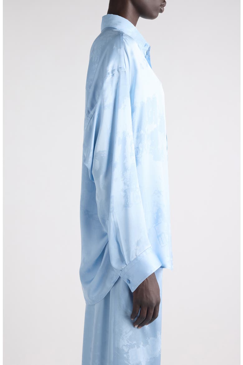 Washed Silk Cocoon Button-Up Shirt, Alternate, color, 5840 BABY BLUE