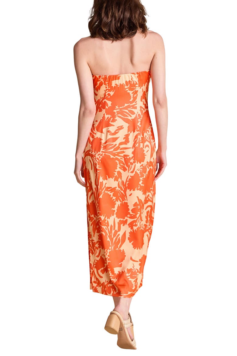 Print Strapless Maxi Dress, Alternate, color, ORANGE