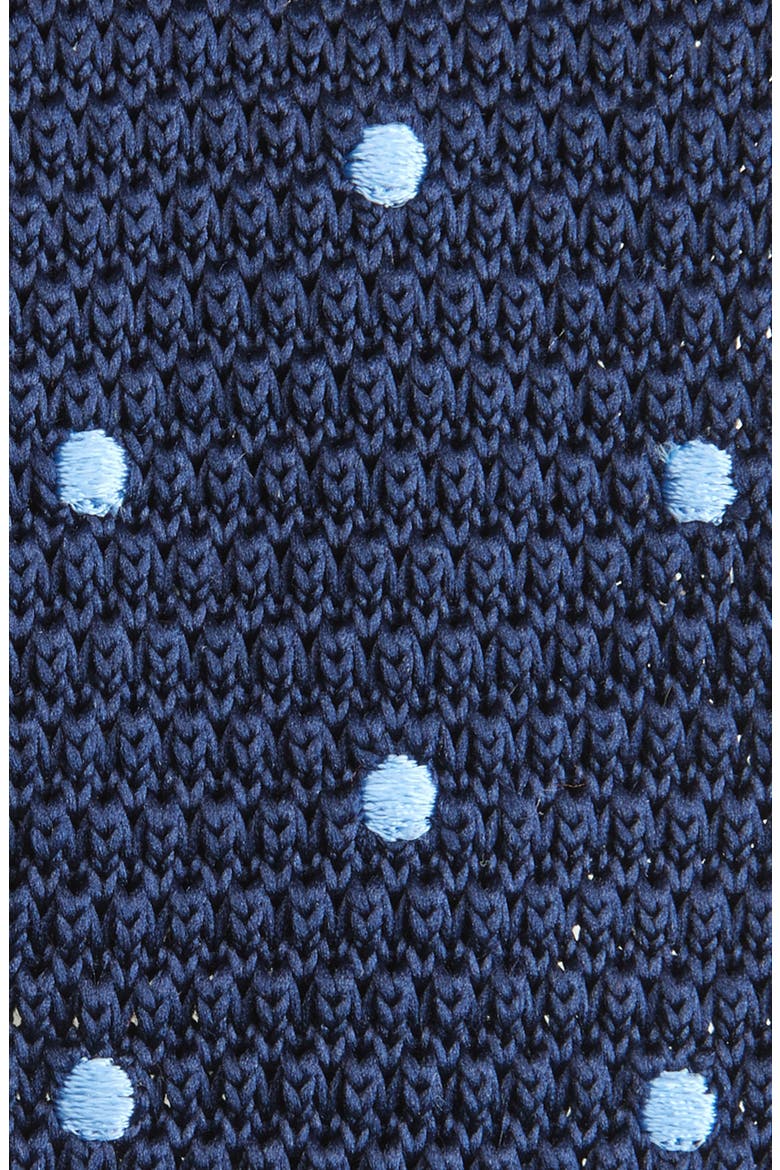 Navy & Brown Polka Dot Knit Silk Tie, Alternate, color, NAVY
