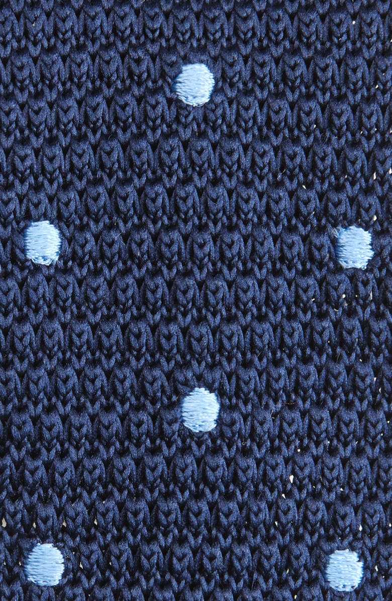 CLIFTON WILSON Navy & Brown Polka Dot Knit Silk Tie, Alternate, color, 