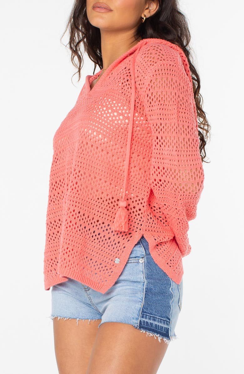Roxy Hippie Love Open Stitch Hoodie, Alternate, color, Sugar Coral Solid