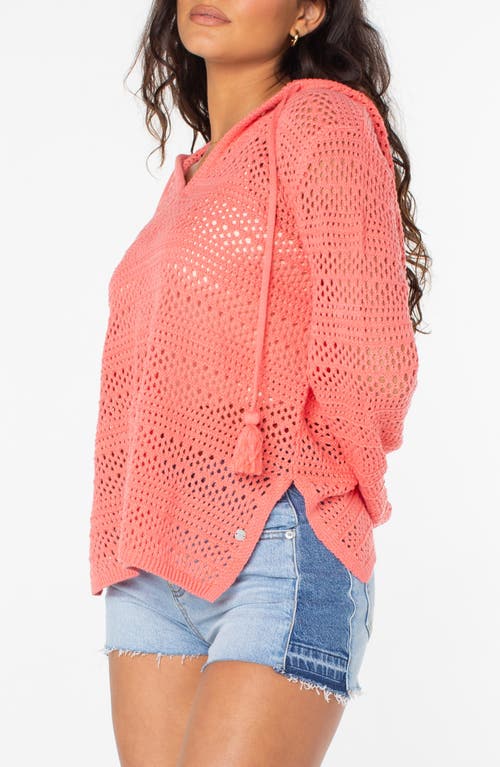 Roxy Hippie Love Open Stitch Hoodie In Sugar Coral Solid