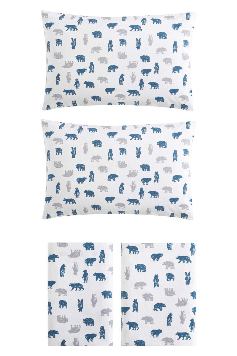 Bear Mountain Cotton Flannel Sheet Set, Alternate, color, GREY