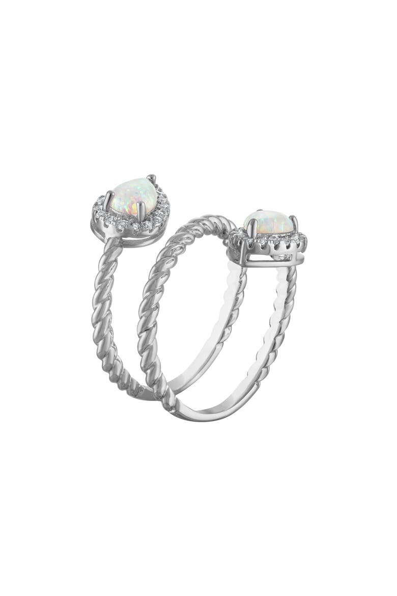 Pear Created Opal Wrap Ring, Alternate, color, WHITE