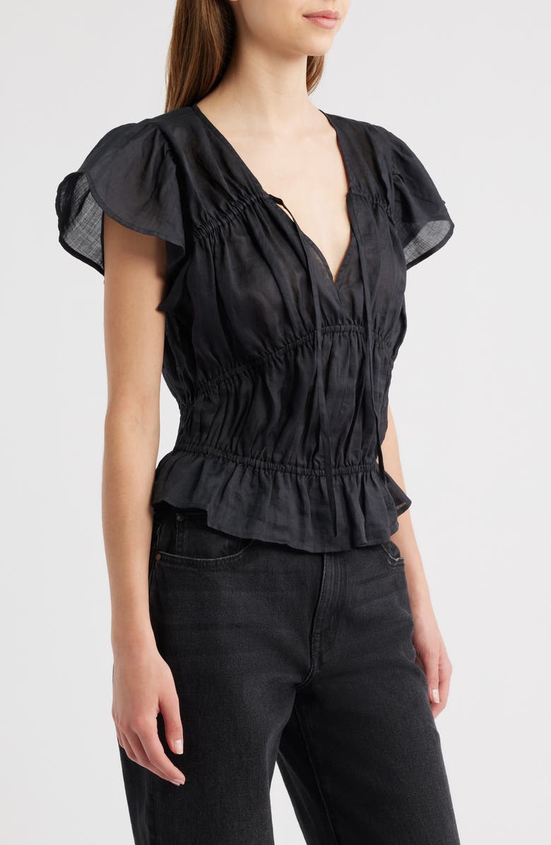 rag & bone Valentina Tiered Flutter Sleeve Top, Alternate, color, 