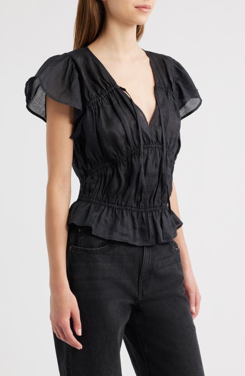 Rag & Bone Valentina Tiered Flutter Sleeve Top In Black