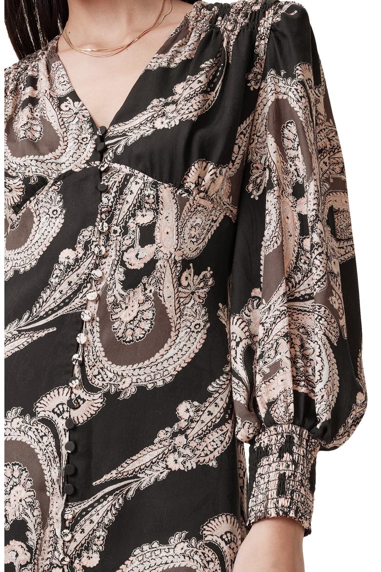 Auden Paisley Print Long Sleeve Minidress, Alternate, color, LITA BLACK