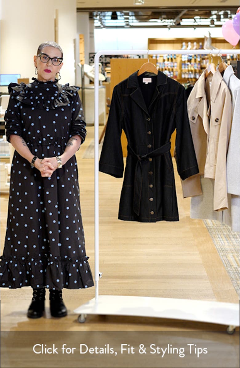 Franny Long Sleeve Denim Mini Shirtdress, sales video thumbnail