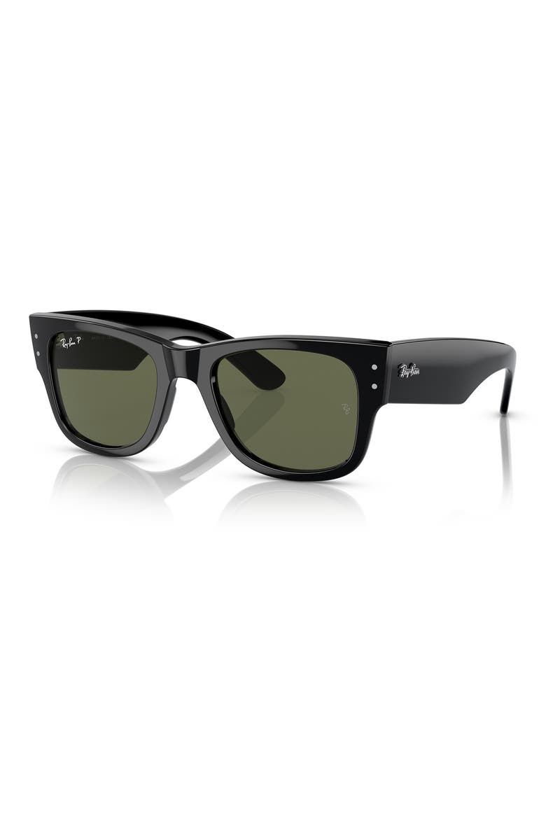 Mega Wayfarer 51mm Polarized Sunglasses, Alternate, color, BLACK