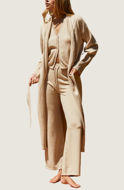 Crescent Sweater Knit Duster Cardigan In Beige