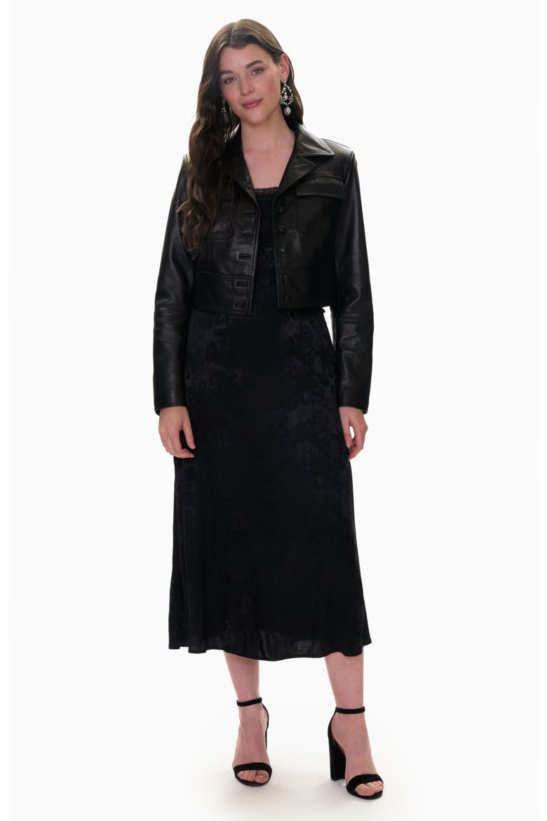 Piper Crop Leather Jacket, Main, color, Noir