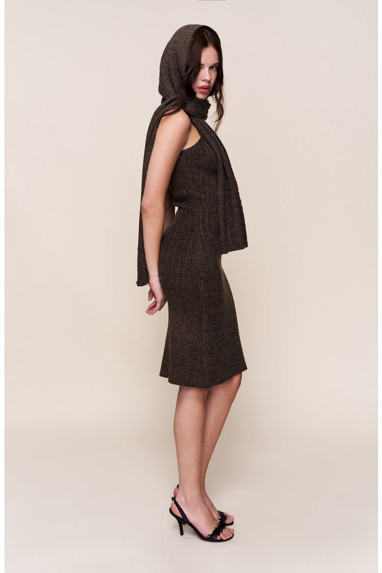 Hooded Knit Dress, Alternate, color, Dark Olive