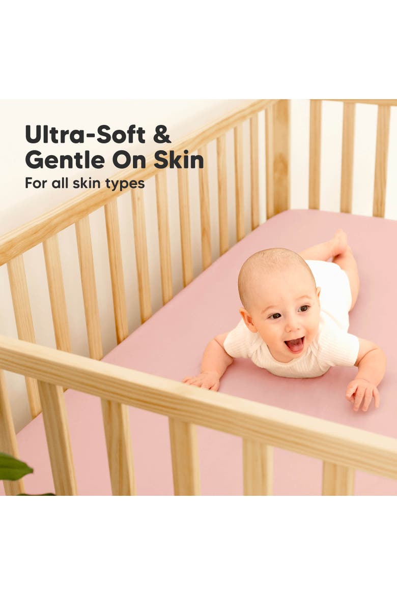 2-Pack Isla [Protect+] Waterproof Crib Sheets, Alternate, color, Rose