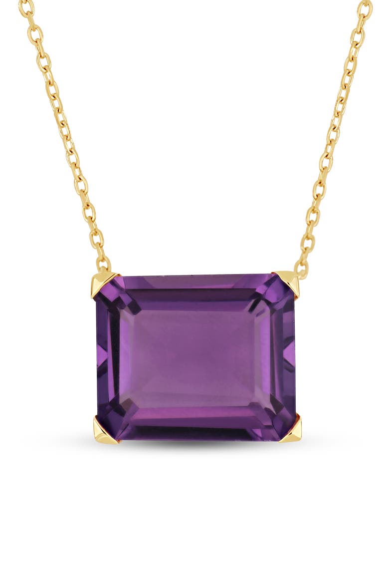 14K Yellow Gold Semiprecious Stone Cube Pendant Necklace, Alternate, color, 14K GOLD/ PURPLE