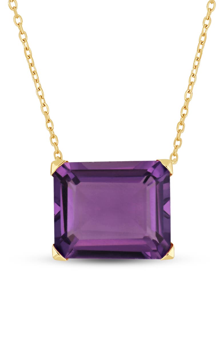 Bony Levy 14K Yellow Gold Semiprecious Stone Cube Pendant Necklace, Alternate, color, 14K Gold/ Purple