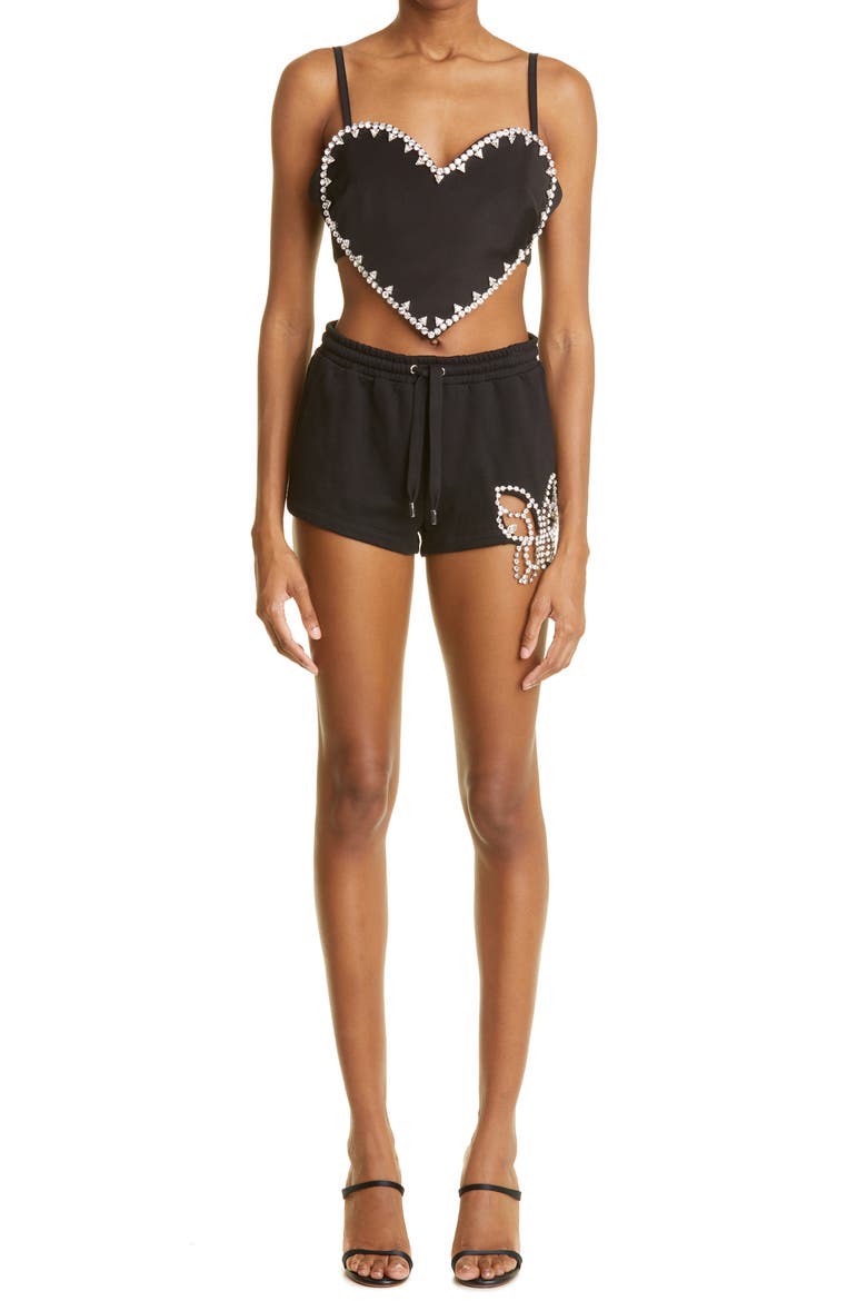 Crystal Spike Heart Top, Alternate, color, BLACK