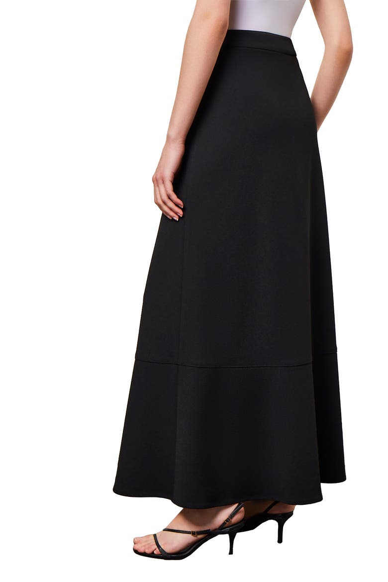 Heritage Fit Flare Deco Crêpe de Chine Maxi Skirt, Alternate, color, BLACK