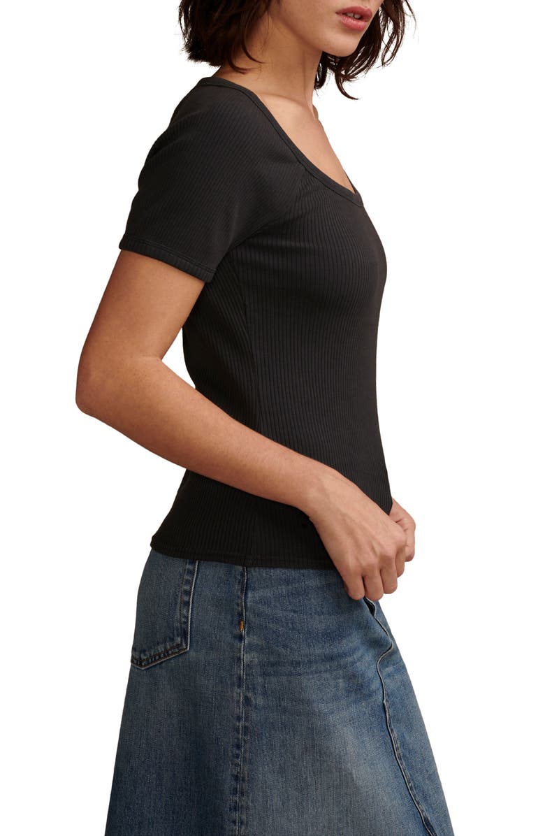 Lucky Brand Rib Scoop Neck T-Shirt, Alternate, color,