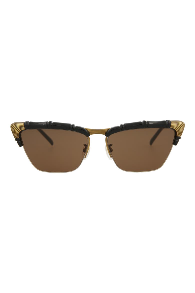 58mm Modified Cat Eye Sunglasses, Main, color, BLACK BLACK BROWN