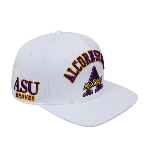 Men's Pro Standard White Alcorn State Braves Arch Over Evergreen Wool Snapback Hat