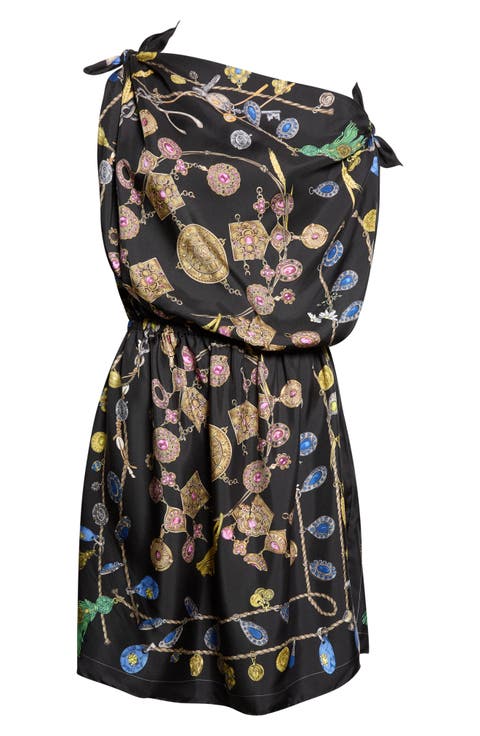 Broken Jewels Print Silk Twill Dress