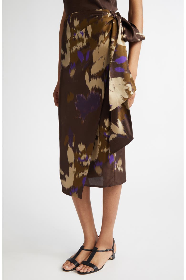 Dritto Floral Shantung Silk Wrap Skirt (Women) | Nordstrom