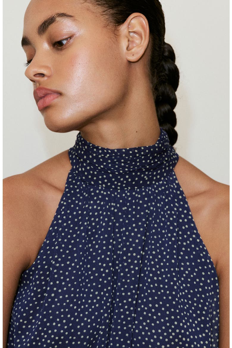 Polka Dot Halter Midi Dress, Alternate, color, BLUE