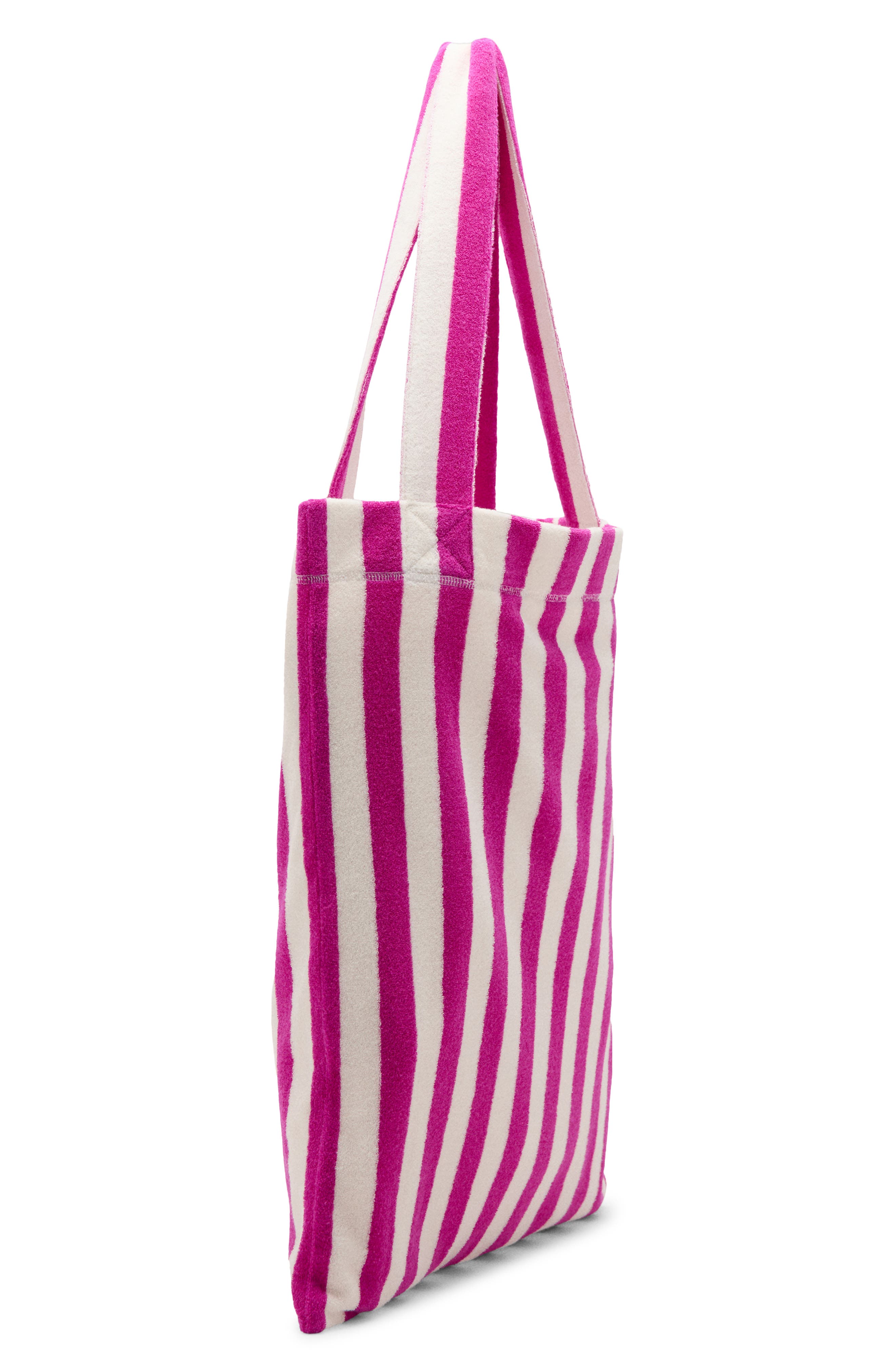 Striped Cotton Terry Tote Bag, Alternate, color, FUCHSIA