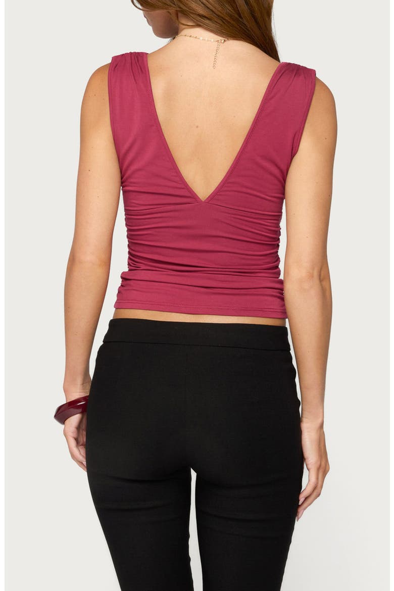 Boba Ruched V-Neck Tank Top, Alternate, color, BERRY