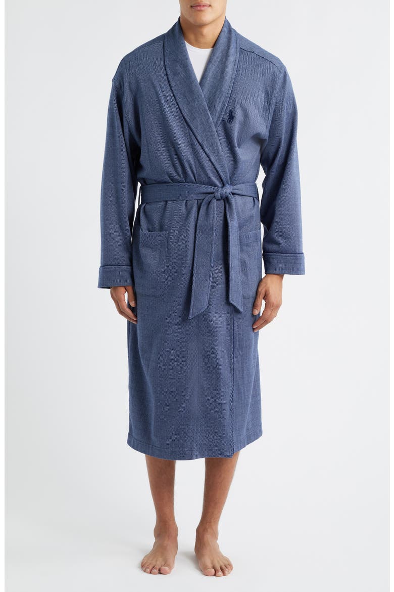 Herringbone Twill Robe, Main, color, NAVY/ TEMPEST/ CRUISE