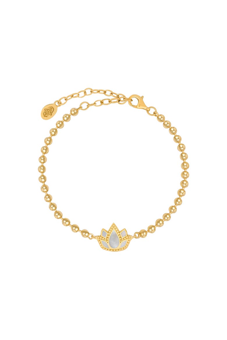 Delicate Karma Lotus Mother of Pearl Bracelet, Main, color, Gold
