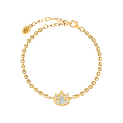 Delicate Karma Lotus Mother of Pearl Bracelet