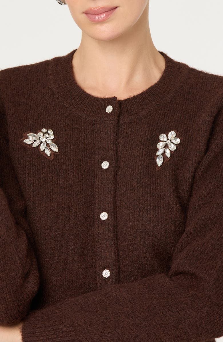 ASTR the Label Kalie Embellished Cardigan, Alternate, color, Brown