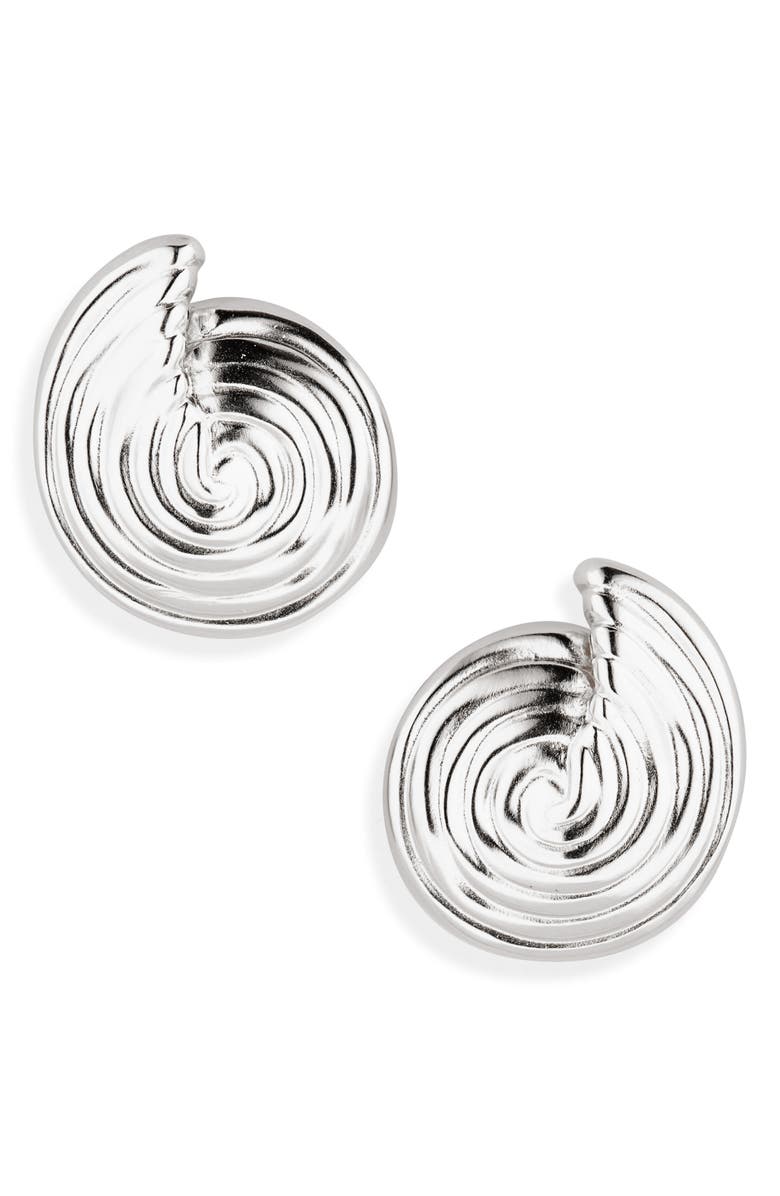 Missoma Small Spiral Stud Earrings, Main, color, Silver