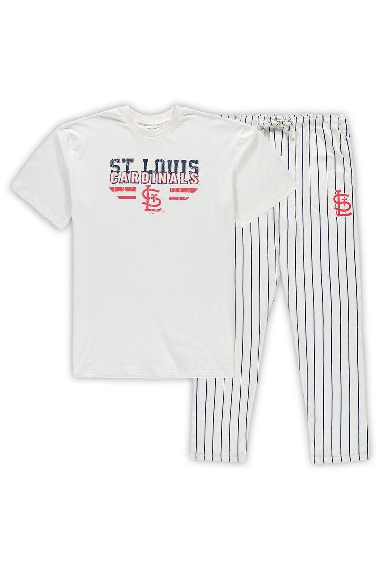 Men's Concepts Sport White/Navy St. Louis Cardinals Big & Tall Pinstripe Sleep Set, Alternate, color, White