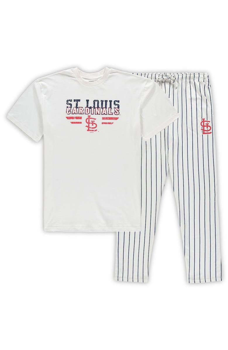 CONCEPTS SPORT Men's Concepts Sport White/Navy St. Louis Cardinals Big & Tall Pinstripe Sleep Set, Alternate, color, White