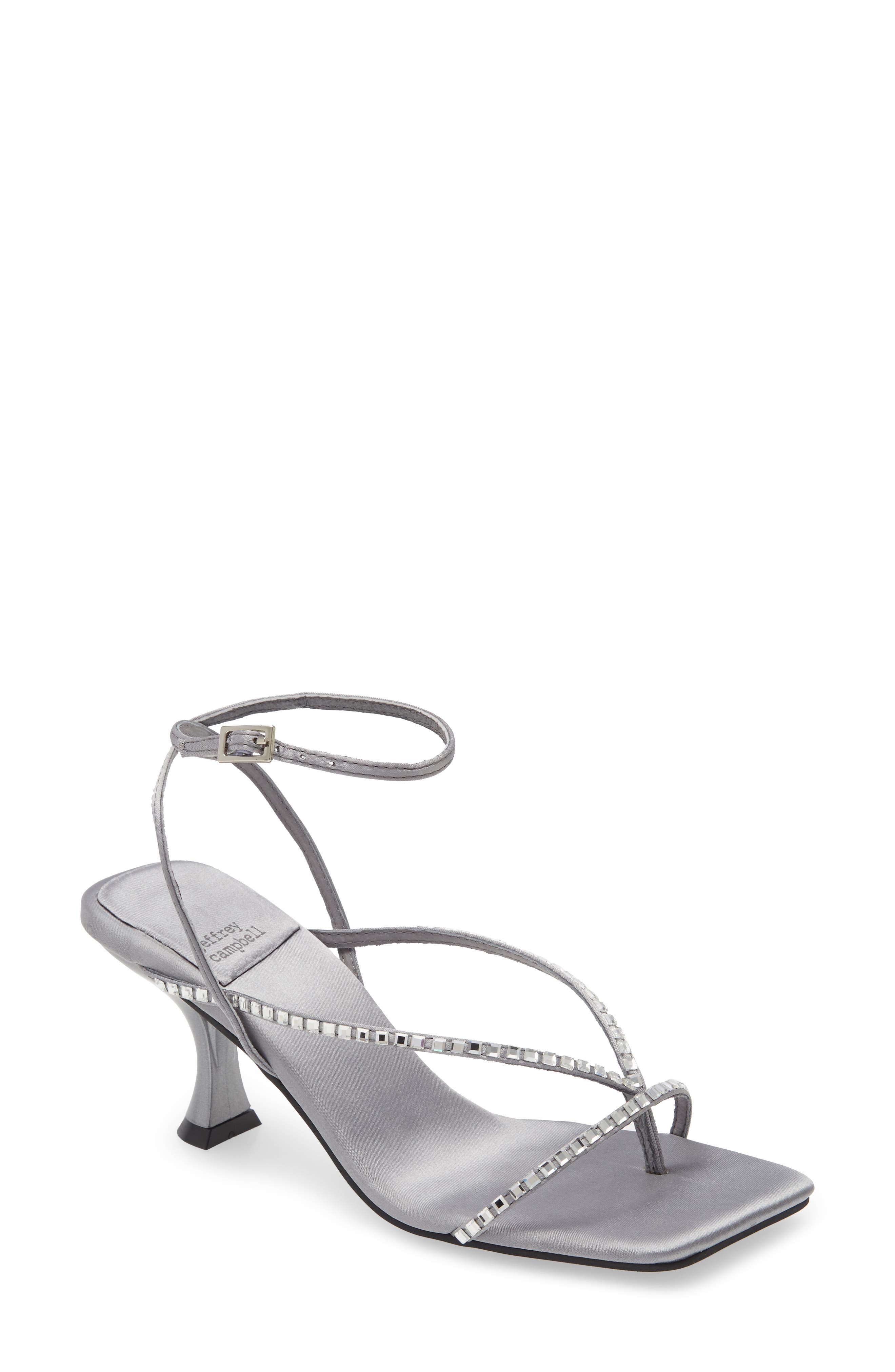 Fluxx-J Embellished Strappy Sandal, Main, color, GREY SATIN SILVER
