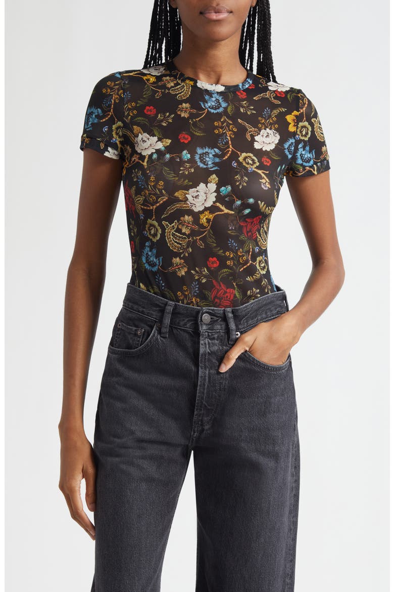 Tess Crewneck T-Shirt, Main, color, TAPESTRY TRAILS SM BLACK