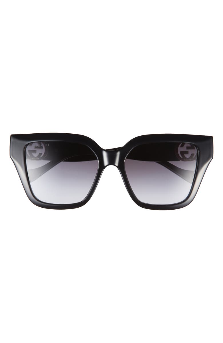 Gucci 54mm Square Sunglasses, Main, color, Black Grey