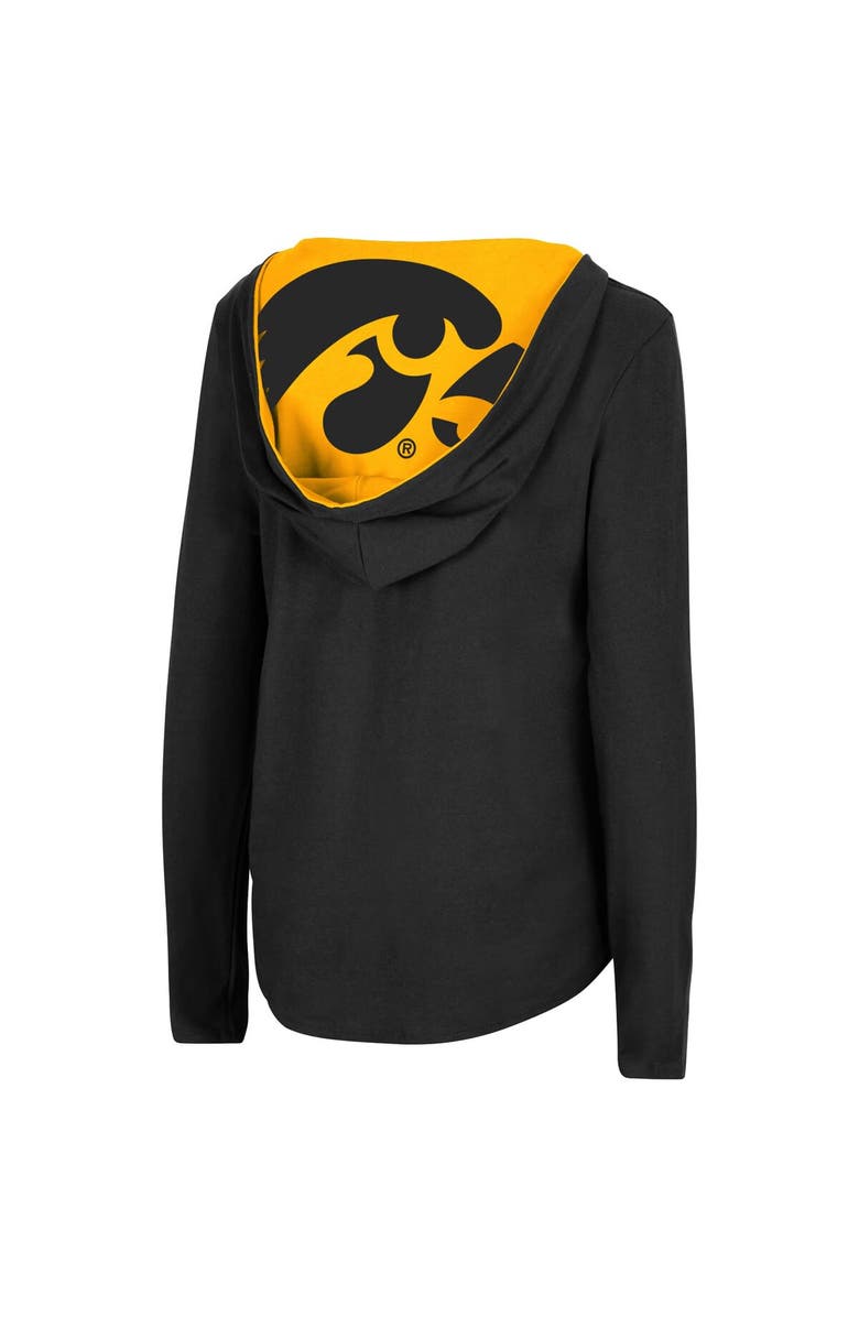 COLOSSEUM Women's Colosseum Black Iowa Hawkeyes Catalina Hoodie Long Sleeve T-Shirt, Alternate, color, Black