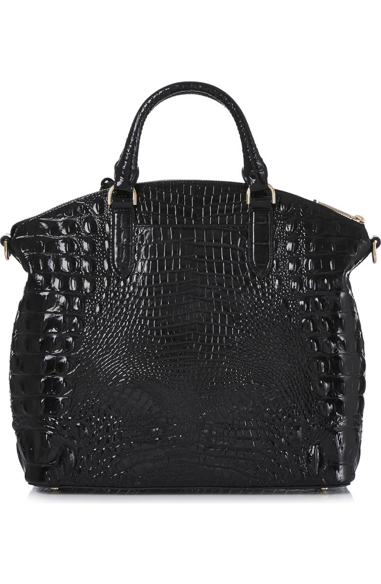 Brahmin Large Duxbury Croc Embossed Leather Satchel, Alternate, color, Black