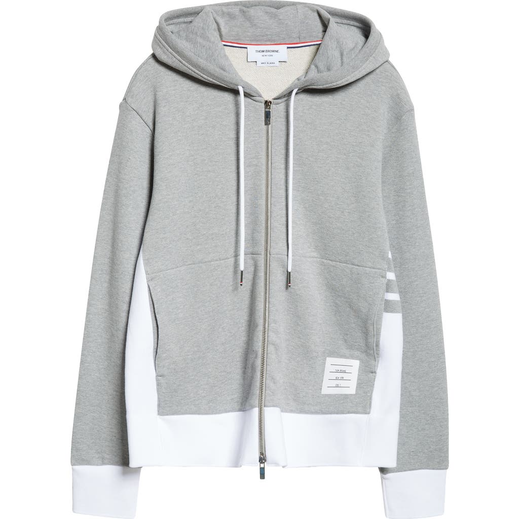 Thom Browne Engineered 4-bar Cotton French Terry Zip-up Hoodie In Light Grey
