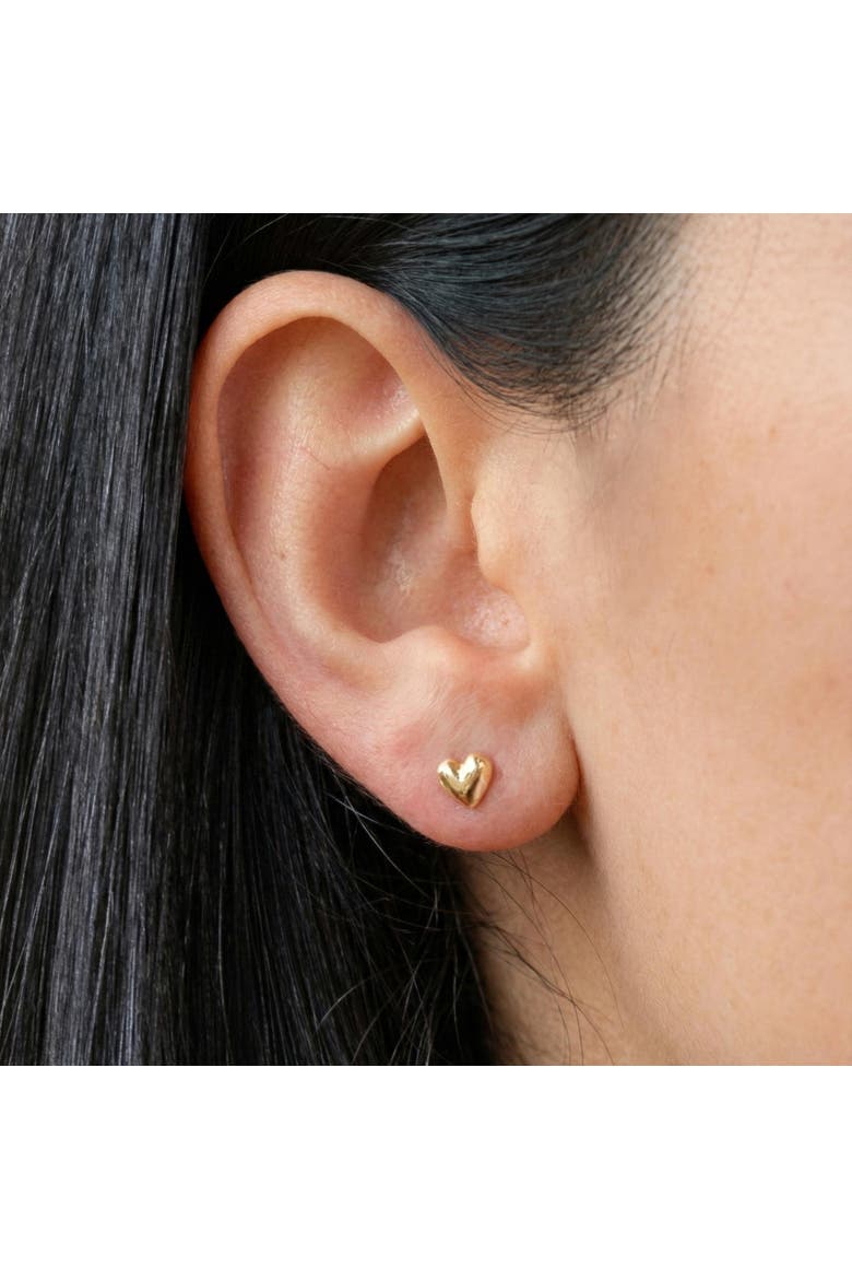 Mini Puffy Heart Screw Back Stud Earrings, Alternate, color, Gold
